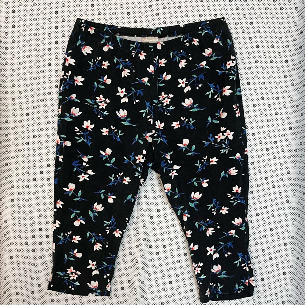Woman Within Black Floral Leggings